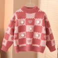thumbnail image 2 of FAOWME Winter Thick Sweater Bulky Yarn Flower Loose Children Sweater Pink 5-6 Years, 2 of 8