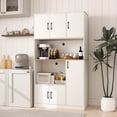 thumbnail image 2 of Costway 71" Tall Kitchen Pantry Cabinet with Charging Station, Microwave Stand & Doors White, 2 of 10