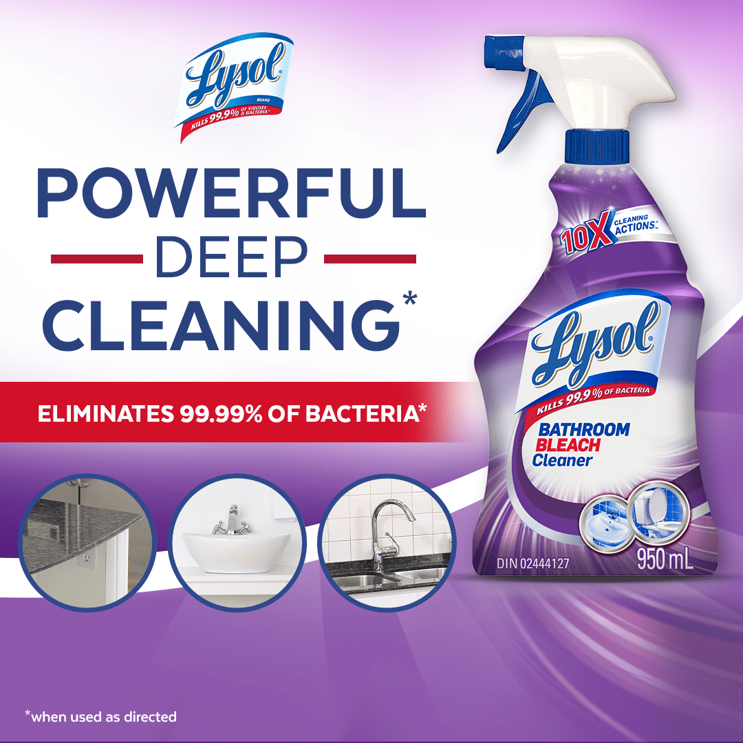 Lysol Bathroom Bleach Cleaner Spray, Kills Mold and Mildew, Kills 99.9% of Bacteria, 950 mL
