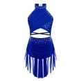 thumbnail image 1 of inhzoy Robe de Patinage Artistique pour Filles Sans Manches Ballet Lyrique Contemporaine Robe de Danse Tenue de Danse Bleu 16, 1 of 5