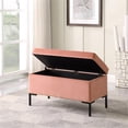 thumbnail image 3 of HomePop 17.5" Medium Modern Velvet Fabric Storage Bench with Metal Legs in Pink, 3 of 12
