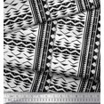 thumbnail image 3 of Soimoi Black Moss Georgette Fabric Square & Triangle Geometric Printed Craft Fabric by the Yard 44 Inch Wide, 3 of 3