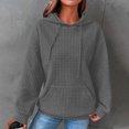 thumbnail image 1 of UPPADA Womens Waffle Knit Hoodies Long Sleeve Color Block Pullover Casual Hooded Drawstring Sweatshirt with Pockets Trendy Fall Hooded Pullover tops Deals of the Day, 1 of 7