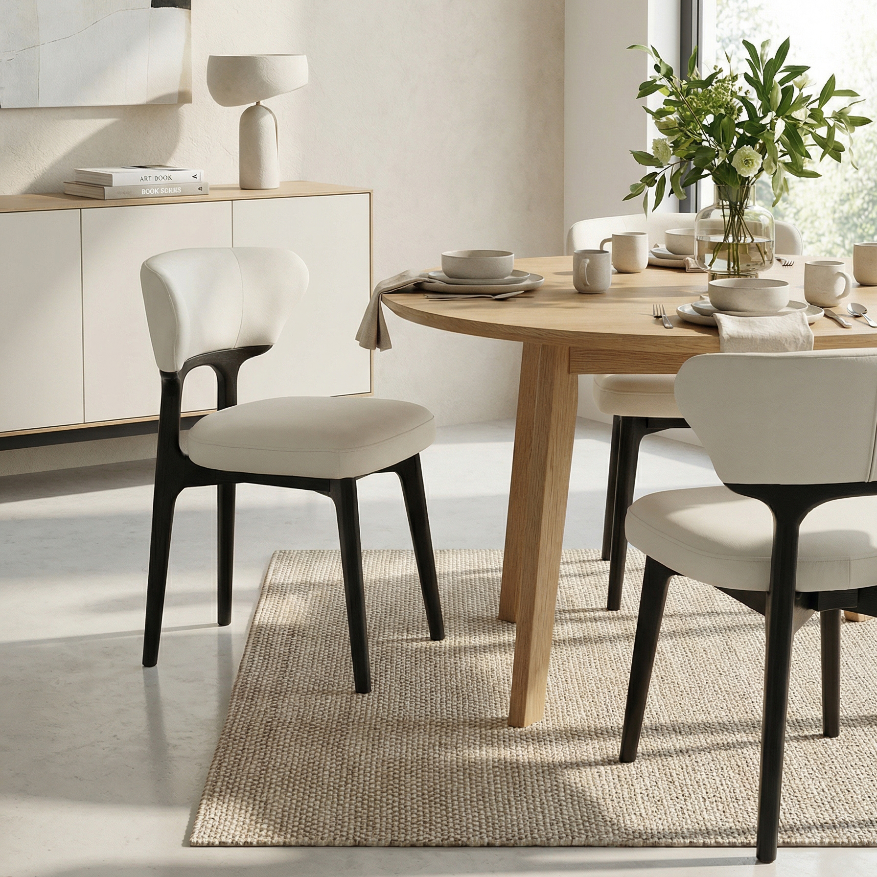 Noble House Solid Wood Dining Chairs Set of 2 Black Upholstered Kitchen Chairs