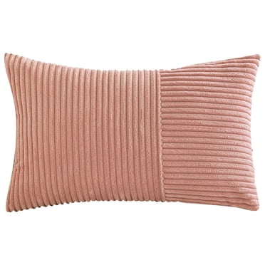 Birdeem Taie d'Oreiller en Velours Côtelé à Empiècements, Style Moderne, Coussin de Canapé de Salon, Bordure, Couleur Unie, Coussin Lombaire