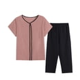 thumbnail image 1 of RKSTN Pajama Sets for Women 2 Piece Summer Two Piece Set Short Sleeve Round Neck Pajama Set Printed Tops Pants Set Soft Comfortable Pajamas, 1 of 3