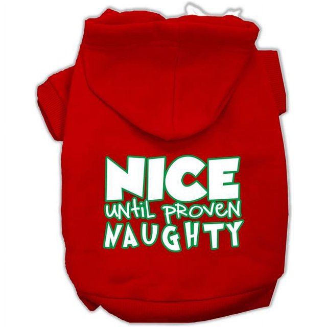 Nice Until Proven Naughty Screen Print Pet Hoodie Red Xl (16)