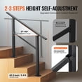 thumbnail image 3 of VEVOR Outdoor Handrails for 2-3 Step Stairs Black Square Tube Easy Install for Senior, 3 of 9