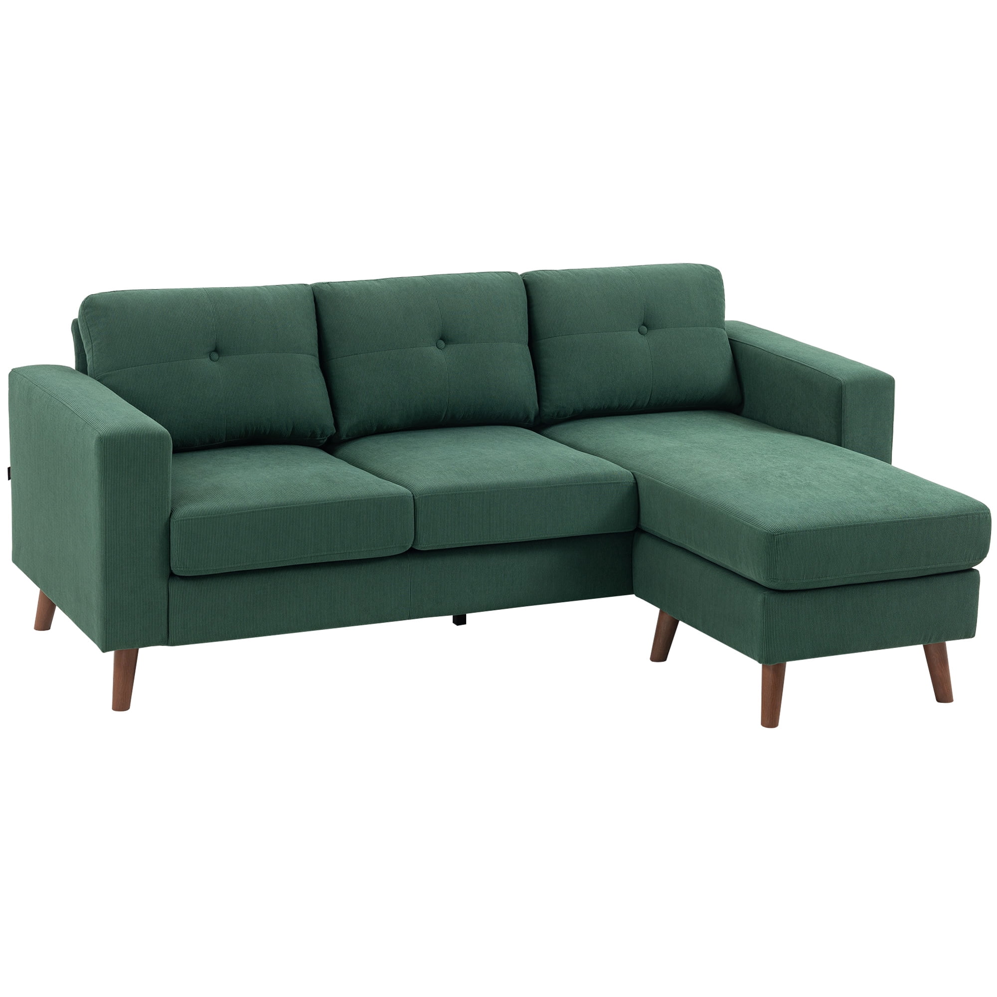 HOMCOM Sectional Sofa, L-Shaped Sofa with Chaise Lounge, Dark Green