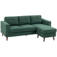 thumbnail image 1 of HOMCOM Sectional Sofa, L-Shaped Sofa with Chaise Lounge, Dark Green, 1 of 10
