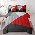 thumbnail image 1 of YST Red Black Gray Twin 7 Piece Comforter Set With Sheets For Boys Patchwork Geometric Bed In A Bag For Kids Teen,Simple Triangle Bedding Set Modern Geometry Bed Set Bedroom Decor, 1 of 5
