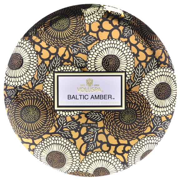 3 Wick Chandelle en Étain - Baltic Amber par Voluspa pour Unisexe - Chandelle de 12 oz