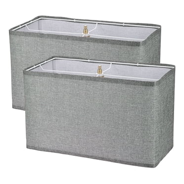 Uxcell 2 Pack Rectangle Lamp Shades 16" x 8" x 10" Large Lamp Shades for Table Wall Bedside Floor Lamp Replacement Gray