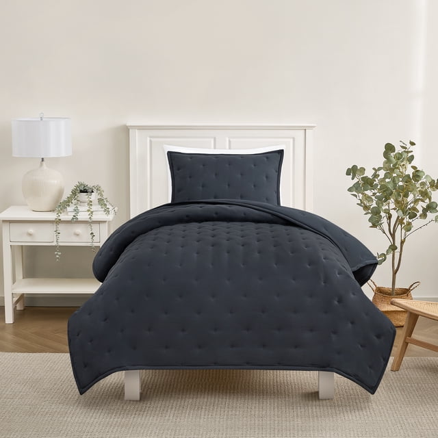 Ensemble de couette Mainstays format Simple/Simple XL, doux, léger et toutes saisons, 2 pièces, gris foncé