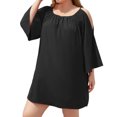 thumbnail image 1 of Birdeem Robe d'Été Décontractée et Aguichant pour Femme, Col Carré, Manches Longues, Ample, Unie, Grande Taille, 1 of 7