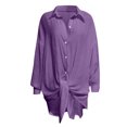 thumbnail image 3 of Birdeem Tuniques pour Femmes Amples Décontractées T-Shirt à Col à Revers Dames Manches Longues Blouse à Boucle Hauts, 3 of 6