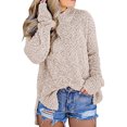 thumbnail image 1 of Womens Fuzzy Knitted Sweater Sherpa Fleece Side Slit Full Sleeve Jumper Outwears, 1 of 3
