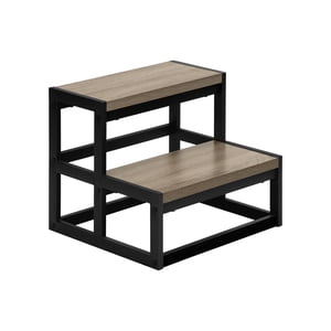Monarch Specialties Ladder, Step Stool, Bedroom, Kitchen, Black Metal, Dark Taupe Laminate, Contemporary