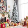 thumbnail image 3 of Costway 7.5ft Snow-Flocked Hinged Artificial Christmas Pencil Tree w/ 1189 Mixed Tips, 3 of 10