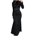 thumbnail image 4 of Pisexur Robes de Cocktail pour Femmes 2024 à Manches Longues à Col Rond Robe de Soirée Robe de Fête Mode Moulante Couleur Unie Robe Maxi Élégante Robe d'Invitée de Mariage Robes Plissées pour le Retour à la Maison, 4 of 6