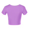 thumbnail image 5 of JIRNDf Hauts pour Femmes T-Shirts d'Été Tendance Mode Manches Courtes Mignon Court Basique Col Rond Coupe Ajustée Blouse pour Femmes Tunique Décontractée Hauts Violet P, 5 of 5