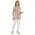 thumbnail image 4 of Moomaya Tunique Sans Manches en Coton Imprimé à Col en V Haut Long d'Été Blouse Décontractée pour Femmes, 4 of 6