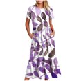 thumbnail image 1 of Pisexur Robe à Manches Courtes Col Rond Mode Femme Robe Imprimée à Manches Courtes Col Rond Blouse Femme, 1 of 4