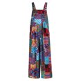 thumbnail image 4 of Héliisoer Mode Femmes Patchwork Style Ethnique Vintage Imprimé Boutons Bretelles Combinaison, 4 of 6