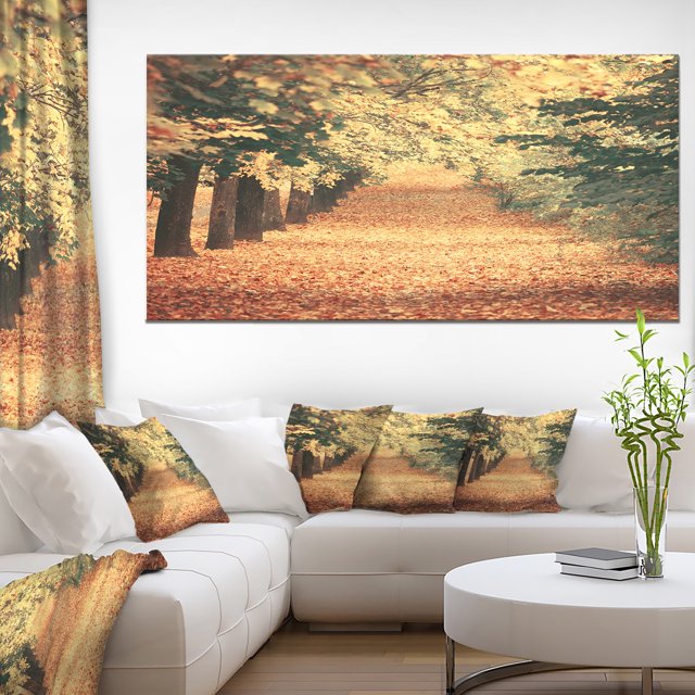 Autumn Forest with Walking Path - Modern Forest Canvas Wall Art