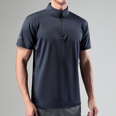 breaise Men Big and Tall Workout Tshirt Summer Zipper Short Sleeve Shirt Casual Athletic Gym Active T Shirt Muscle Tee Blue L Overstock sale