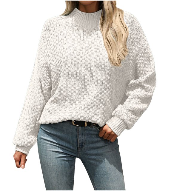 Timegard Womens Tops Turlteneck Long Sleeve Pullover Fall Winter Casual Solid Color Loose Blouse Tops