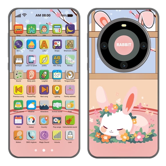 Téléphone Jouet d'Éveil Tactile Rechargeable Rose Rose pour Enfants, Téléphone Intelligent Éducatif