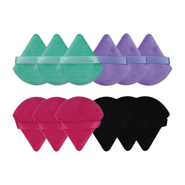 HILABEE 12x Triangle , Tool with Strap ,Cosmetic Sponge for Loose Blush Foundation D