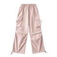 thumbnail image 2 of RKSTN Womens Pants Casual New Pants Design Sense Of Casual Sports Pants Drawstring Cargo Pants Wide-leg American Style Multiple Pockets High Waisted Soft Comfortable Straight Leg Pants, 2 of 6