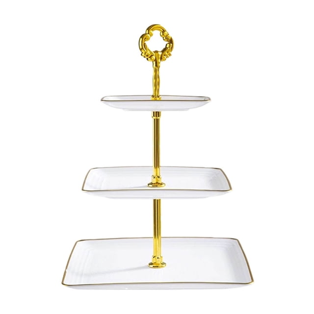 Rvkxad 3-Tier Cupcake Stand, Rectangular Plastic Serving Tray for Parties and Events, Tiered Dessert Display, Cake Stand