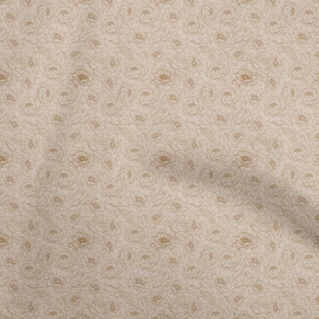 oneOone Georgette Viscose Light Brown Fabric Floral Craft Projects Decor Fabric Printed By The Yard 42 Inch Wide