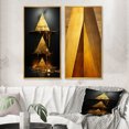 thumbnail image 1 of Designart « Prospérité Ascendante Rétro Or Abstrait I » Peinture Abstraite Ensemble d'Art Mural Encadré de 2 - Ensemble d'Art Mural Moderne Encadré Or de 2, 1 of 6