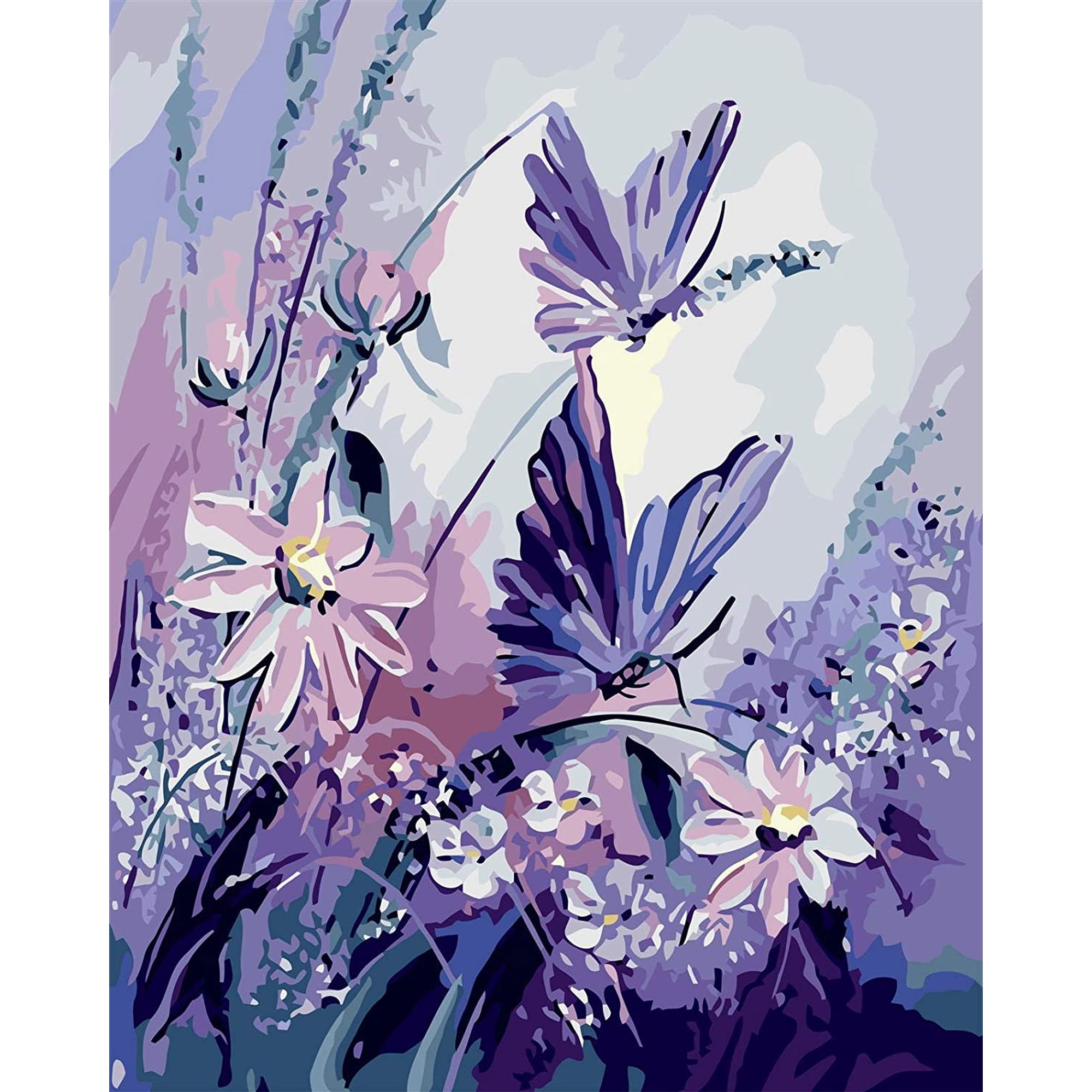 Peinture Par Numéros Fleurs Abstraites – Toile 40x50 Cm Avec Cadre – Kit Acrylique Complet – DIY Créatif Adulte