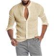 thumbnail image 1 of Pompotops Mode Homme Bouton Col en V Manches Longues T-Shirt Automne Uni Ample Blouse Hauts en Solde, 1 of 6