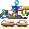 thumbnail image 2 of Motorised Wooden Rail Train, Remote Control Train with Magnetic Connection, Battery Operated Locomotive Trains for Toddlers, Compatible with Thomas, Brio, Chuggington (Brown), 2 of 7