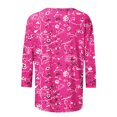 thumbnail image 4 of Hauts à Manches 3/4 pour Femmes Mode T-Shirt Imprimé Mi-Longueur Blouse à Manches 3/4 Col Rond Hauts Décontractés T-Shirts en Coton pour Femmes T-Shirts à Manches 3/4 pour Femmes, 4 of 5
