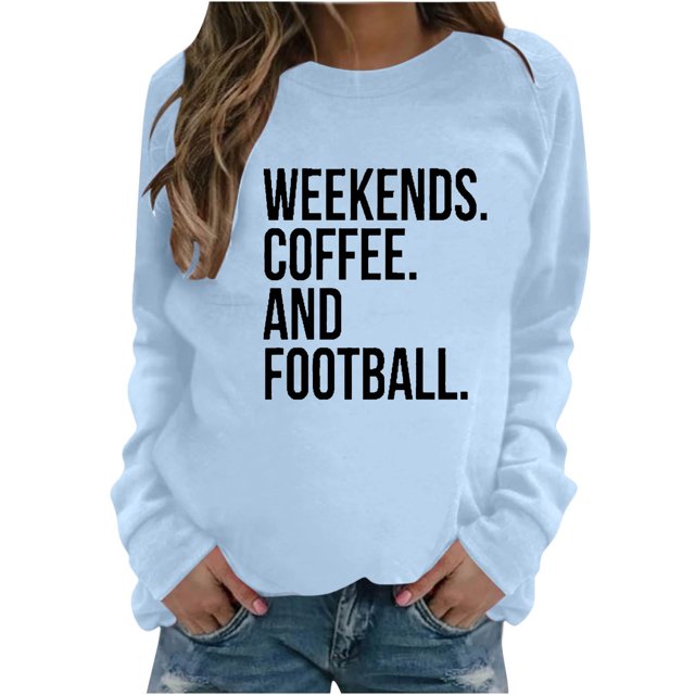 Pisexur Chandails en Molleton pour Femmes Imprimé Graphique Lettre Chandails en Molleton de Football pour Femmes Chandails en Molleton d'Automne Décontractés Col Rond Chandails en Molleton Manches Longues pour Femmes Blouses Coupe Ample Pull Tops