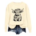 thumbnail image 1 of WEAIXIMIUNG Chandail pour Femmes Chic Chandail d'Automne et d'Hiver pour Femmes 2025 Col Rond Mode Chemise à Imprimé Vache Manches Longues Mode Décontractée Mode Haut de Sortie, 1 of 4