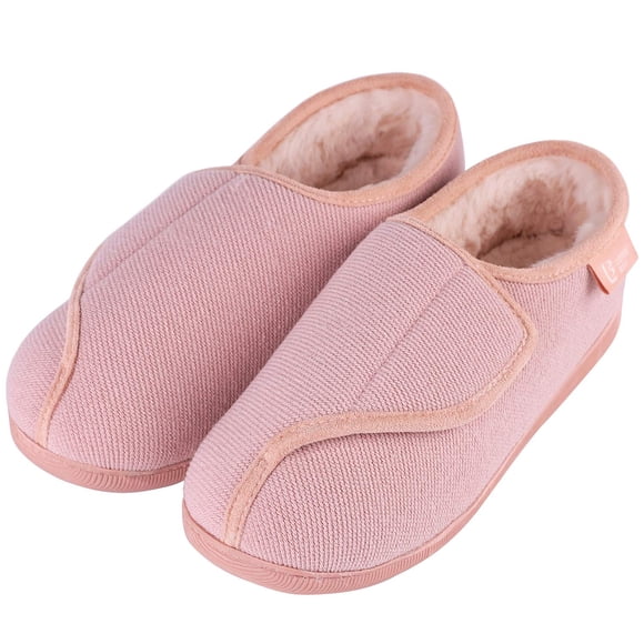 LongBay Womens Slippers Diabetic Shoes Wide Width for Edema Swollen Feet Arthritis Neuropathy Non Slip Indoor Outdoor (10 B(M), Pink)