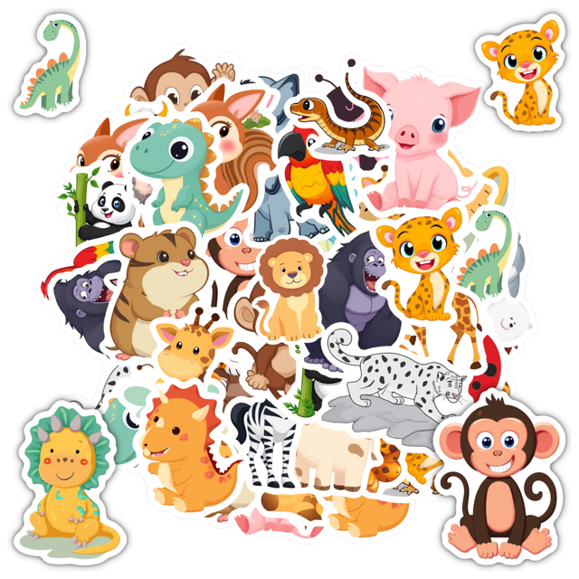 YEZDIX Autocollants de Dessin Animé Animalier Imperméables Multicolores pour Ordinateurs Portables