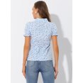 thumbnail image 4 of INSPIRE CHIC Chemise Imprimée pour Femme à Col Peter Pan, Boutonnée, Manches Bouffantes, Bleu Pâle L, 4 of 5