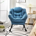 thumbnail image 4 of Costway Modern Polyester Fabric Lazy Chair Single Sofa Chair w/ Side Pocket Navy, 4 of 10