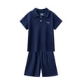 thumbnail image 2 of Cethrio Boys' Summer Short Sets, Short Sleeve Athletic Running Outfit Sets Navy Size 11-12 T, 2 of 3