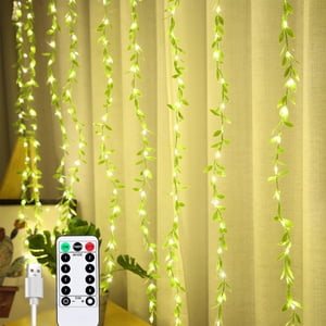 EGNMCR LED Lights for Bedroom, Fairy Lights Leaf Lamp Curtain Lamp Decorative Lights Rattan LED Wall Lamp With Remote Control Decorative lights