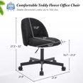 thumbnail image 2 of Ktaxon Armless Home Office Desk Chair Cute Mid Back Vanity Stool Teddy Velvet Swivel Task Chairs with Wheels Black, 2 of 9